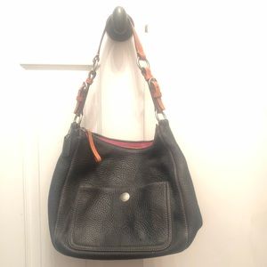 Coach purse black leather shoulder bag with strap